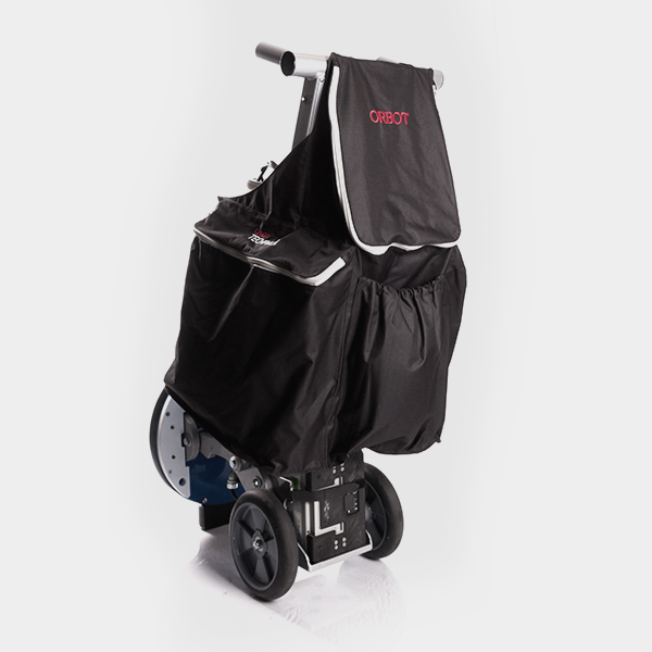 a stroller with a cover on the back of it.