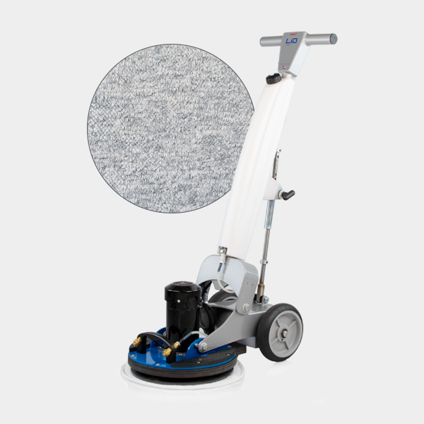 A blue and white 14" ORBOT LiO Soft Floor Package motorized device with wheels.